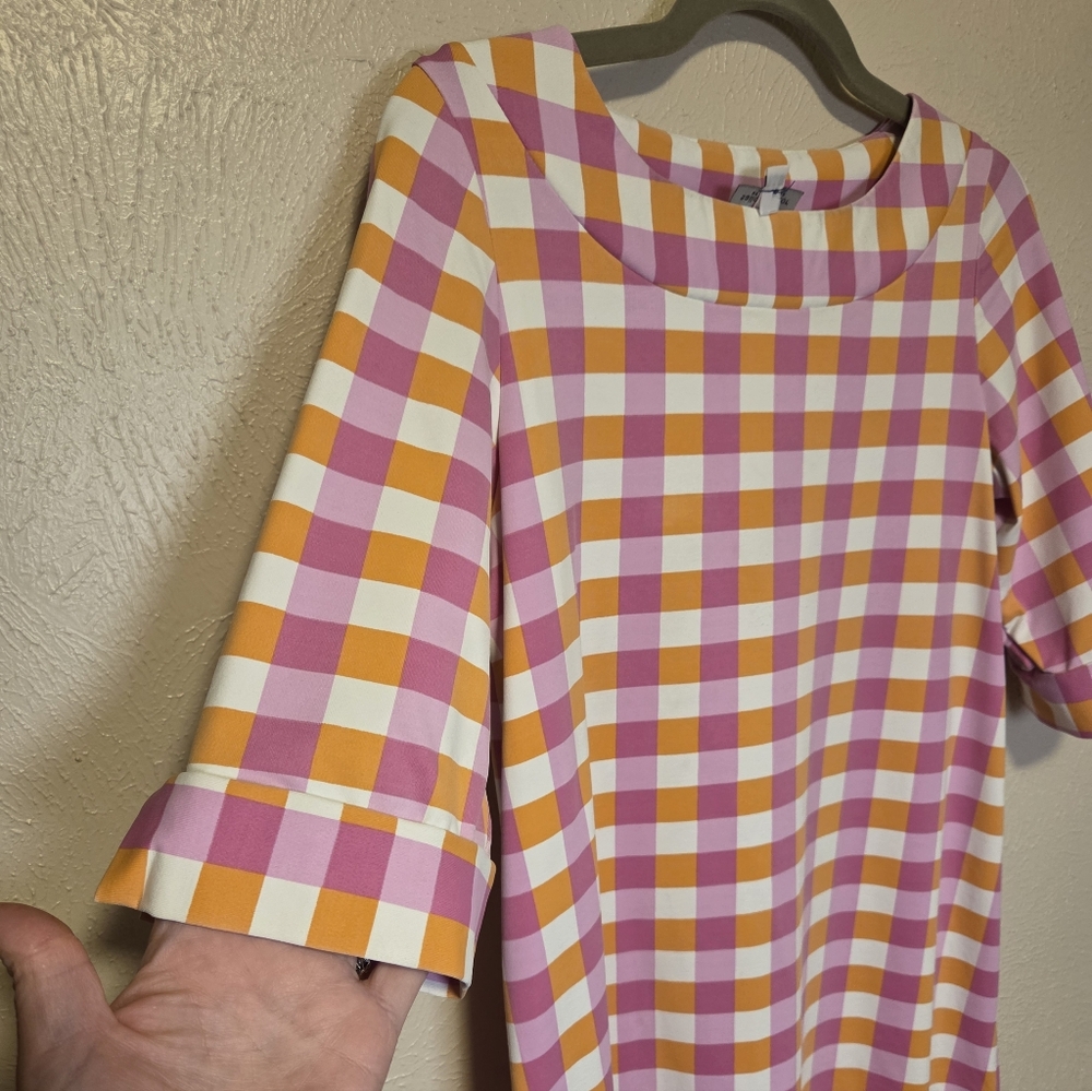 Sailor Sailor Just Madras Gingham Checker Plaid Dress Pink Orange Women's Medium - Picture 5 of 5